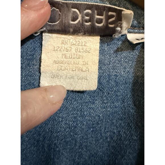 Ideas Jacket Medium Denim Jean Embellished Studded Rhinestone Light Wash - Picture 4 of 10